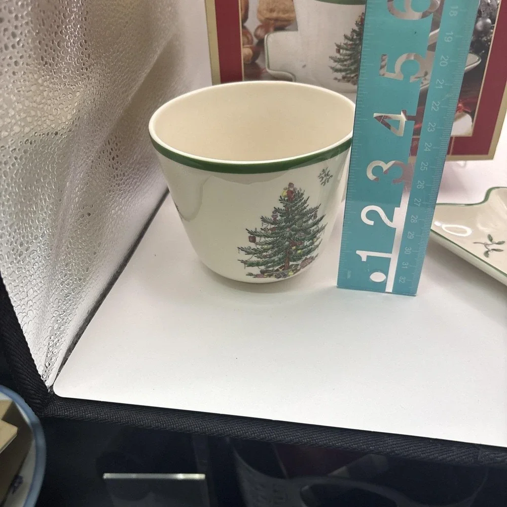 Spode~Christmas Tree~Jumbo Cup & Saucer~Saucer Tree Shape~18oz~IOB